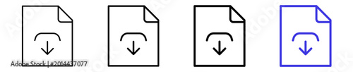 Foto Document file download import data linear icon collection design