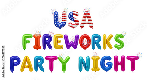 Usa fireworks party night celebration isolated on transparent background