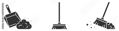 Photos dustpan and broom cleaning tools vector illustration on transparent background