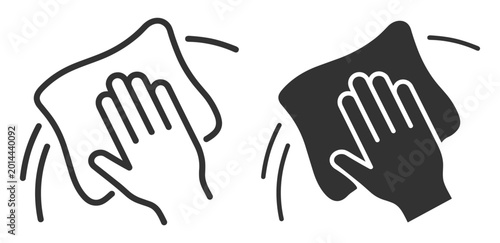 Obraz na plátně hand wiping with cloth icon set, cleaning and hygiene vector illustration on tra