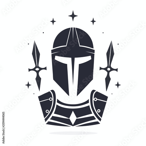 Retro Pixel Art Knight Helmet and Armor Icon for Gaming and Medieval Fantasy Designs