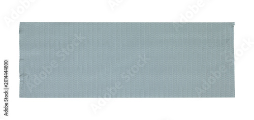 Piece of grey office adhesive tape close-up, isolated on transparent background. Suitable for design elements, labels, and mockups