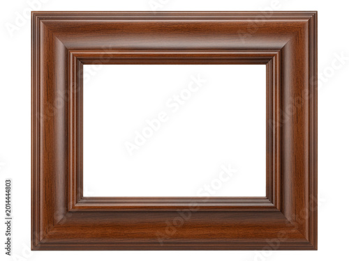 Elegant Mahogany Wooden Picture Frame isolated on transparent background remove png, clipping path, pen tool