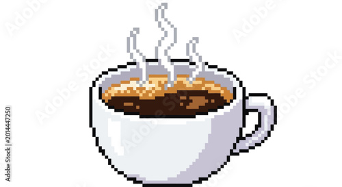 Schilderij op canvas A hot steaming cup of coffee on a table indoors appears