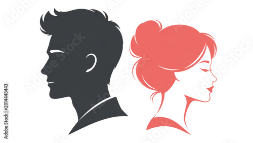 Foto Illustrative profiles of a man and a woman representing distinct gender identiti