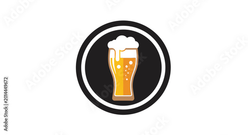 Schilderij op canvas Craft Beer Icon - Refreshing Lager with Foam in Circle