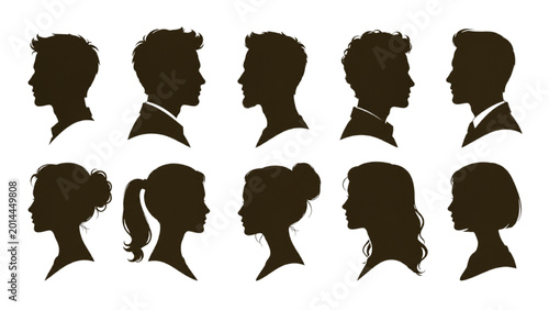 Bild auf Leinwand Collection of Diverse Human Head Silhouettes A Visual Representation of Individu