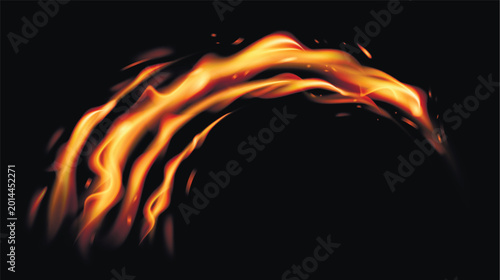 Flame arch. Burning light effect.