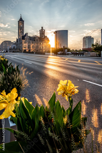  Nashville Tennessee Downtown Cityscape with Skyline Broadway Approach Highway Traffic Rail Lines and Modern Urban Development