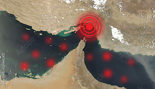 Map of the Strait of Hormuz Showing Trade Disruption  and Geopolitical Significance.