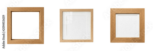 Bild auf Leinwand Set of empty square wooden frame isolated on white background