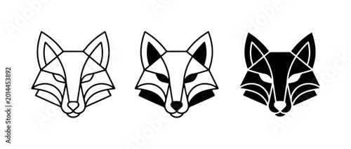 Photos Geometric Fox Head Icons, Minimalist Animal Logos, Modern Wildlife Vector Art Se