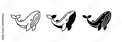 Schilderij op canvas Whale Icons Set, Marine Mammal Vector Graphics, Ocean Wildlife Illustrations, Si