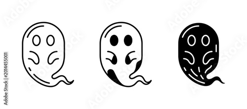 Tableau sur toile Ghost Icons Set, Spooky Halloween Vector Graphics, Cute Ethereal Spirits Collect