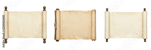 Fotografía Set of vintage paper scroll isolated on white background
