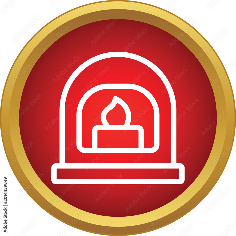 Obraz premium Fireplace icon with a burning candle providing warmth and comfort