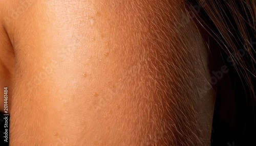 Close-up of human skin showing goosebumps and hair follicles.
