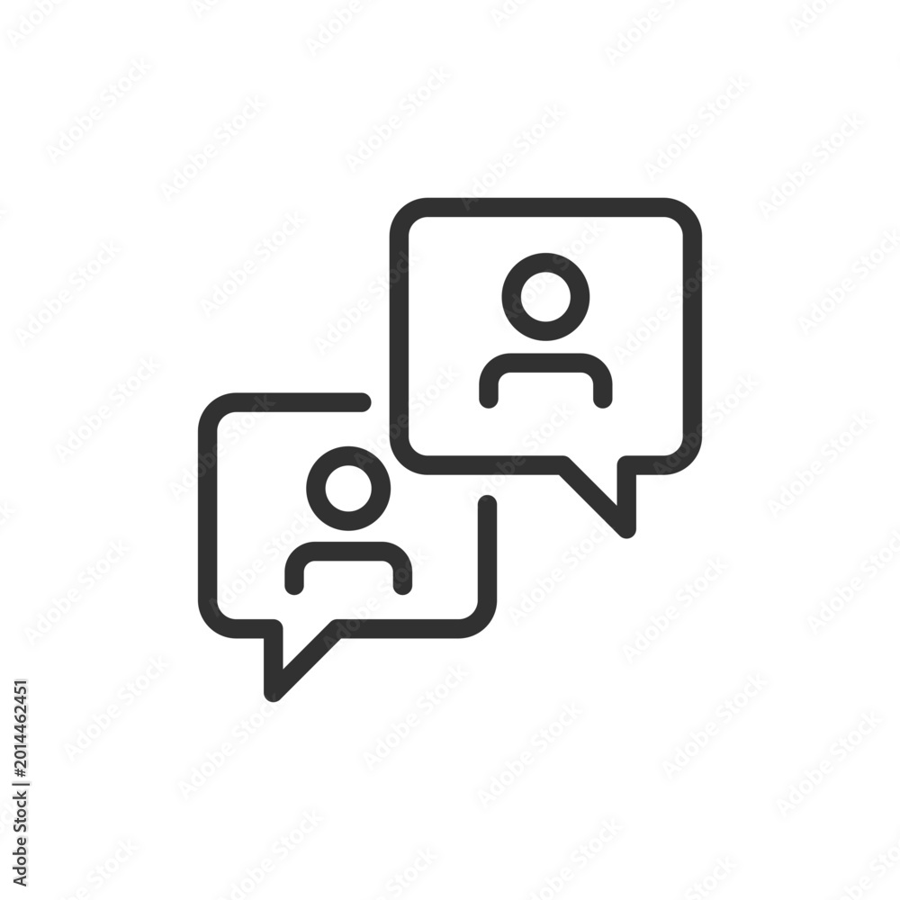 Fototapeta premium Chat bubbles with user icons, linear style icon. Online messaging and communication. Editable stroke width