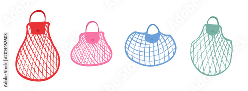 Schilderij op canvas Set of hand drawn eco friendly drawstring bags and mesh bags