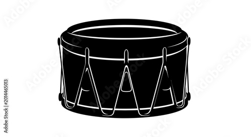 Obraz na plátne Drum instrument rendered as a simplified black icon represents musical rhythm and percussion performances in an artistic or educational context