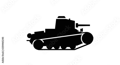 Konstfotografi Military tank stands as a heavy armored combat vehicle in this bold silhouette graphic illustration for historical contexts