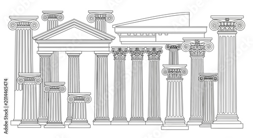 Foto Classical Architecture Elements: Greek and Roman Columns, Pediments, and Capital