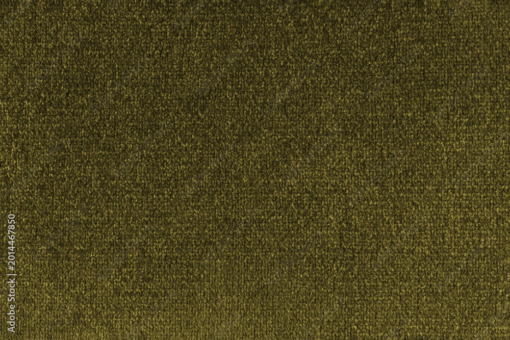 Fototapeta premium Close up, macro of khaki fabric texture with soft velvet, fluffy woven surface, rich textile detail. Knitted jersey cloth background, backdrop, wallpaper for design, fashion or interior projects