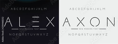 Quadro su tela Technology font, digital cyber alphabet made future space style, letters A, B, C
