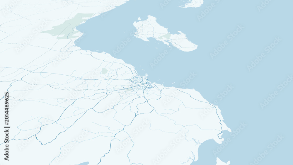 Fototapeta premium Modern minimalist vector map of Dar es Salaam, Tanzania. High-quality scalable illustration of Dar es Salaam city grid, Msasani Peninsula, and Port of Dar es Salaam layout for posters 