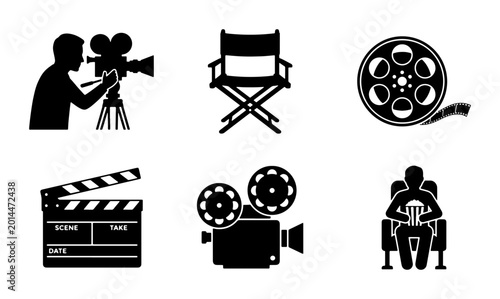 Konstfotografi Cinematography Icons Set, Film Production Symbols, Movie Making Elements, Cinema
