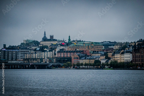 Canvas Print Stockholm Sweden Waterfront Cityscape with Modern and Historic Buildings Harbor