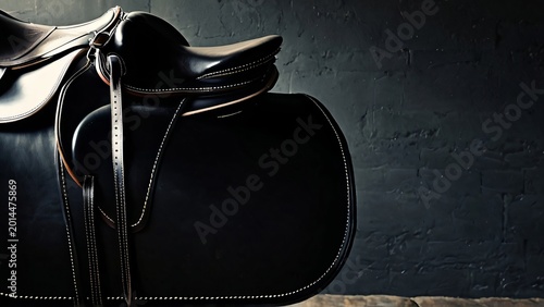 Equestrian Saddle on Dark Leather