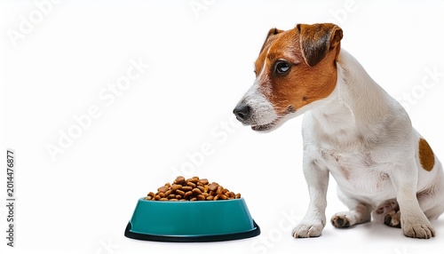 jack russell terrier sitting next to a bowl of food isolated on white background png