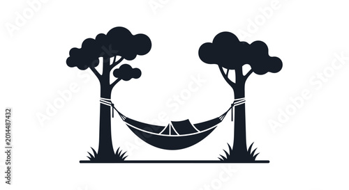 Cuadro en lienzo Hammock suspended between two sturdy trees provides a peaceful sanctuary for relaxation and leisure during a quiet afternoon spent enjoying the fresh air of the great outdoors
