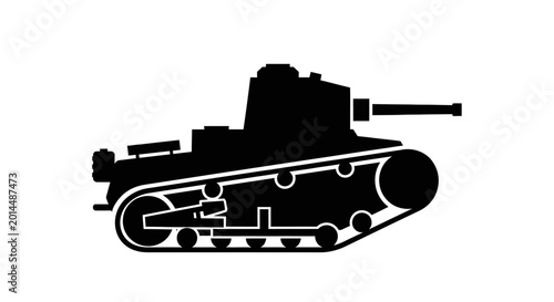 Canvastavla Tank silhouette depicts a heavy armored military vehicle designed for historical analysis, defense industry presentations, or gaming assets requiring a clean and recognizable combat machine icon