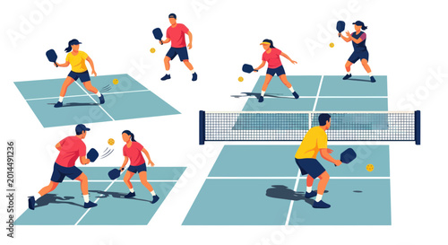 Foto People Playing Pickleball Sport Game.