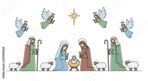 Foto Nativity Scene with Holy Family.