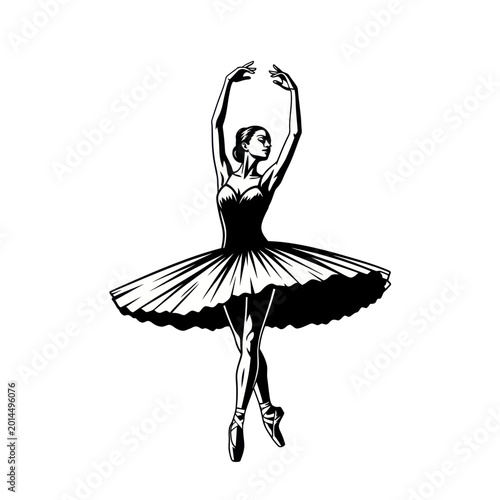 Fotografie Elegant Ballerina Dancing in Tutu Silhouette