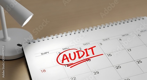 Audit Date Marked in Red on Desk Calendar
