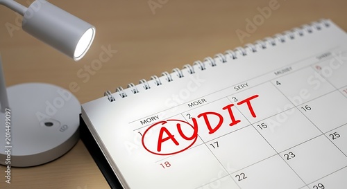 Audit Deadline Highlighted on Desk Calendar