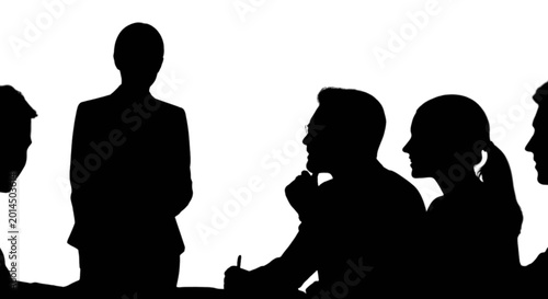 Foto Silhouettes of people discussing business ideas isolated on transparent backgrou