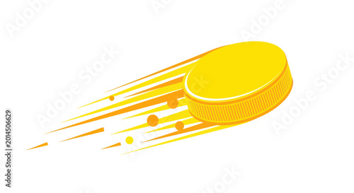 Photography Fast Ice Hockey Puck Flying with Motion Trails and Speed Lines