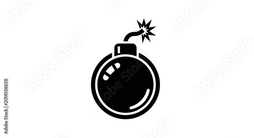Obraz na plátně Explosive Bomb Icon, Danger Symbol, Black Silhouette on White Background