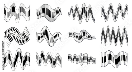 Tableau sur toile Abstract Piano Keyboard Waves - Musical Sound Wave Patterns