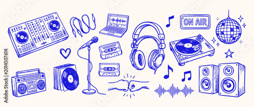 Canvas Print Musical Elements Illustrated: A captivating illustration showcases an assortment of musical elements