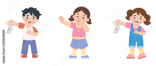 Fotografia Illustration set of children with disgusted expressions