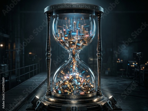 hourglass on black background