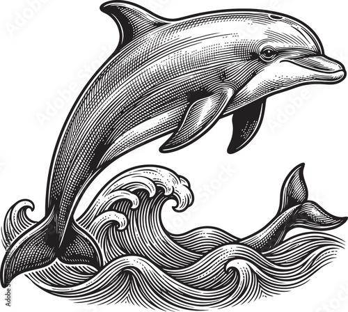 Black silhouette of a swimming dolphin vector illustration representing marine wildlife and underwater nature in a minimalist logo design