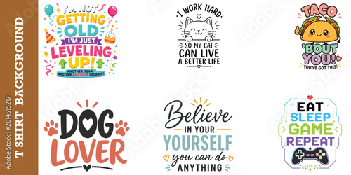 Bild auf Leinwand Leveling up cat lover and gaming repeat motivational typography for gamers and pet owners