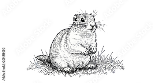 Fényképezés Cute Prairie Dog Sketch - Hand Drawn Animal Illustration